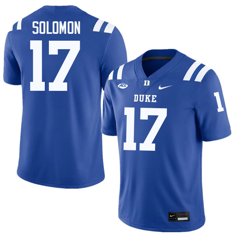 Duke Blue Devils #17 Jaivon Solomon College Football Jersey Stitched-Blue